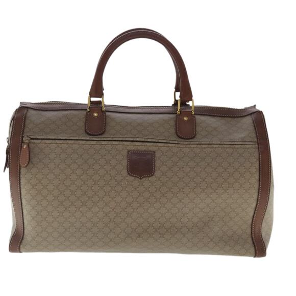 CELINE Macadam Canvas Boston Bag Beige Brown Gold - Picture 2 of 12